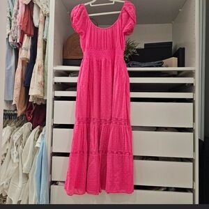 LOVESHACKFANCY Swiss Dot Midi Dress Size XS- cotton , Brand New, Never Been Worn